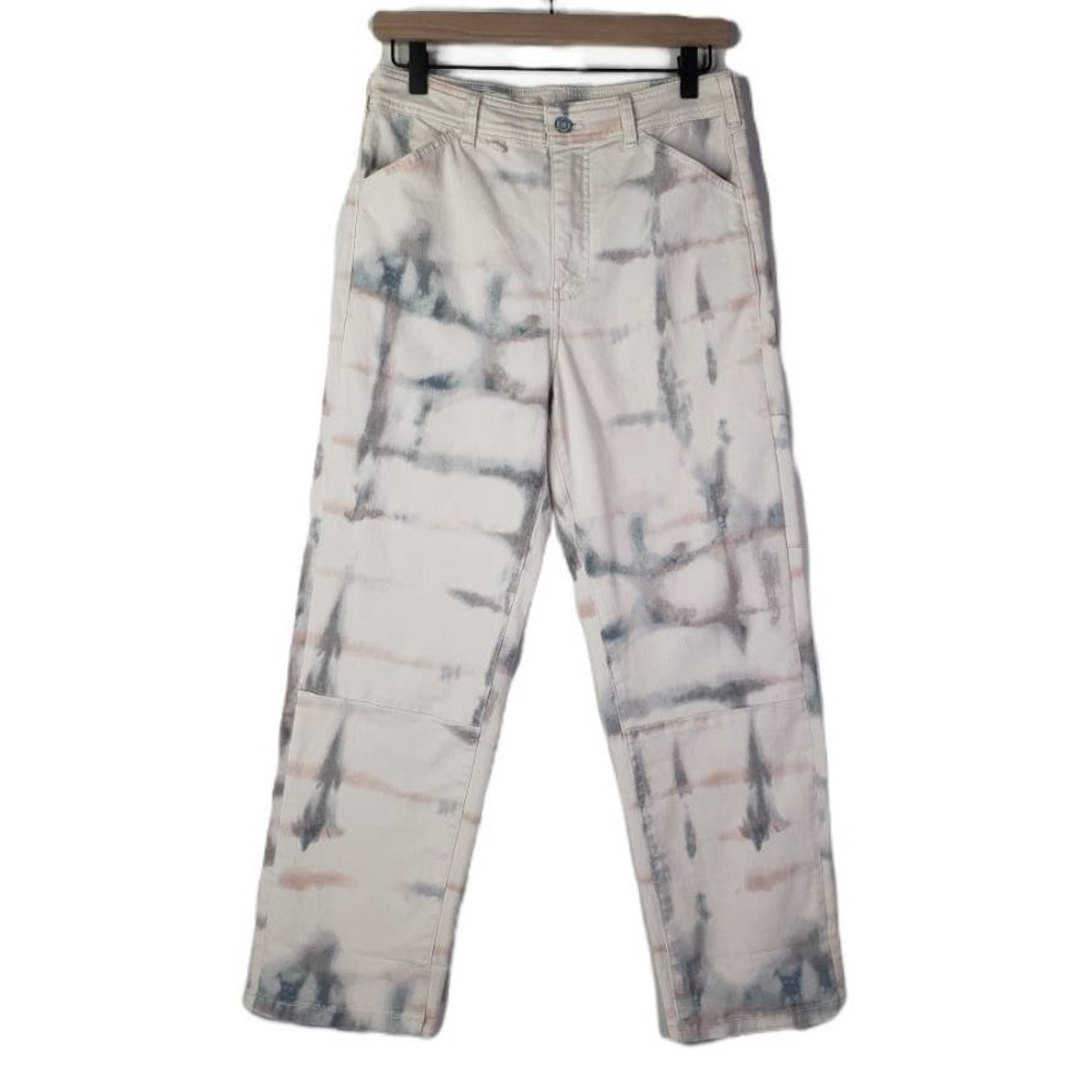 Pilcro Anthropologie Tie Dye Crop Carpenter Jeans 26 White‎ Ultra High Rise